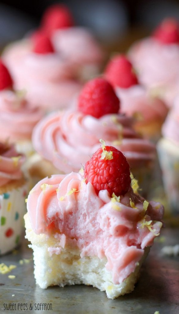 Pin Ups: Lemon Angel Food Cupcakes with Raspberry Buttercream| knittedbliss.com 
