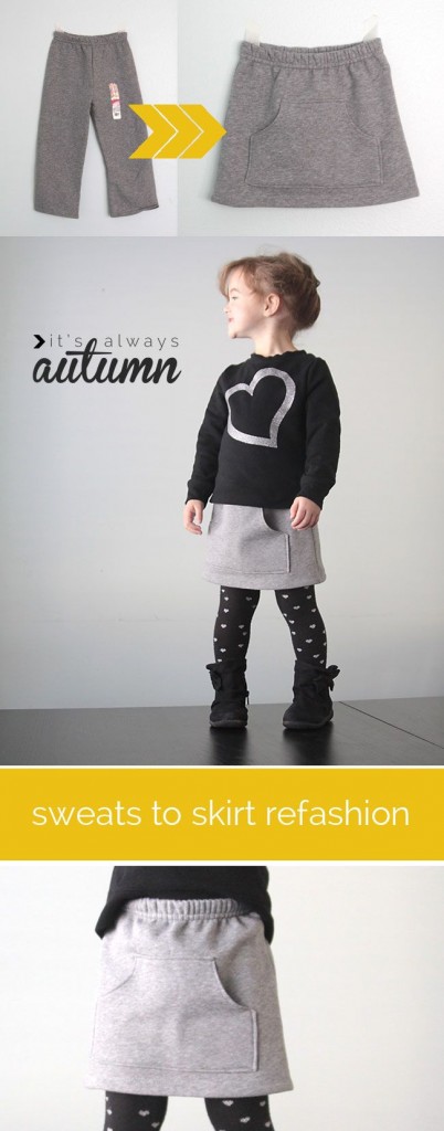 Pin Ups: HOw to Turn Jogging Pants into a Skirt | knittedbliss.com