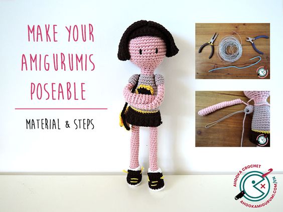 Pin Ups and Link Love: How to Make AMigurumi Poseable| knittedbliss.com