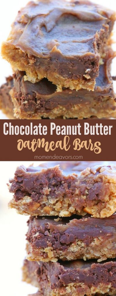Pin Ups and Link Love: Chocolate Peanut Butter Oatmeal Bars| knittedbliss.com