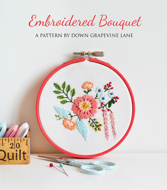 Pin Ups and Link Love: Embroidery bouquet | knittedbliss.com