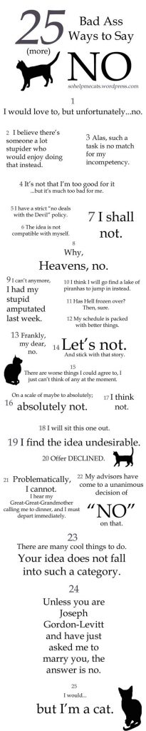 Pin Ups and Link Love: 20 ways to say NO | knittedbliss.com