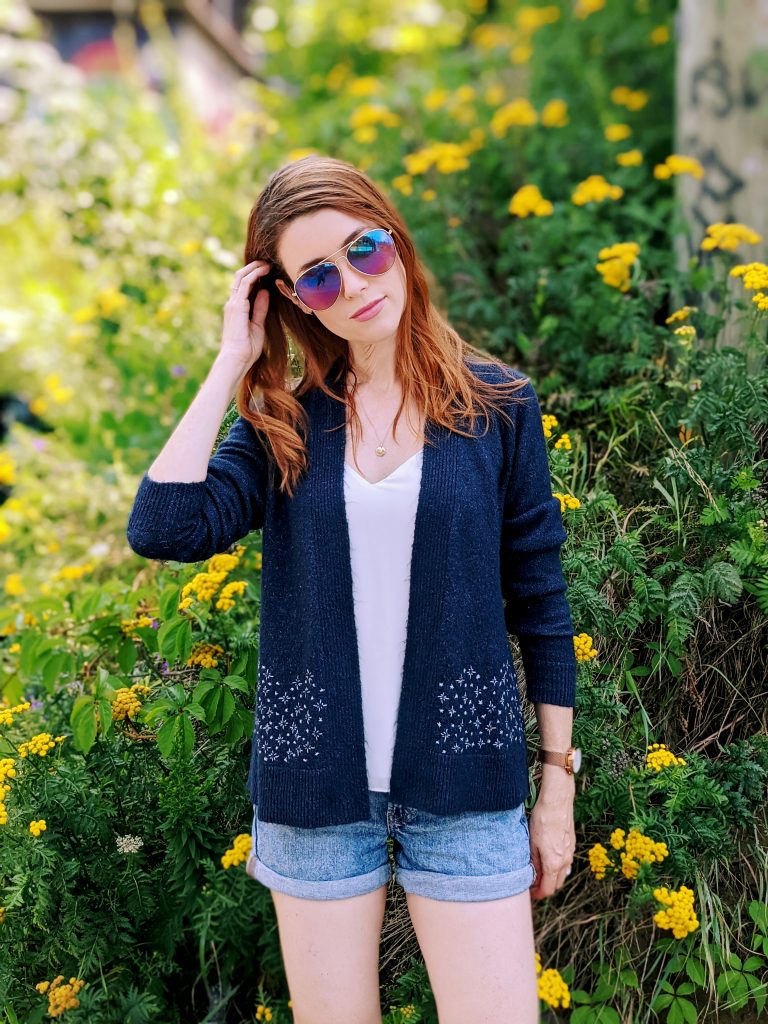 DIY Embroidery on a Cardigan | knittedbliss.com