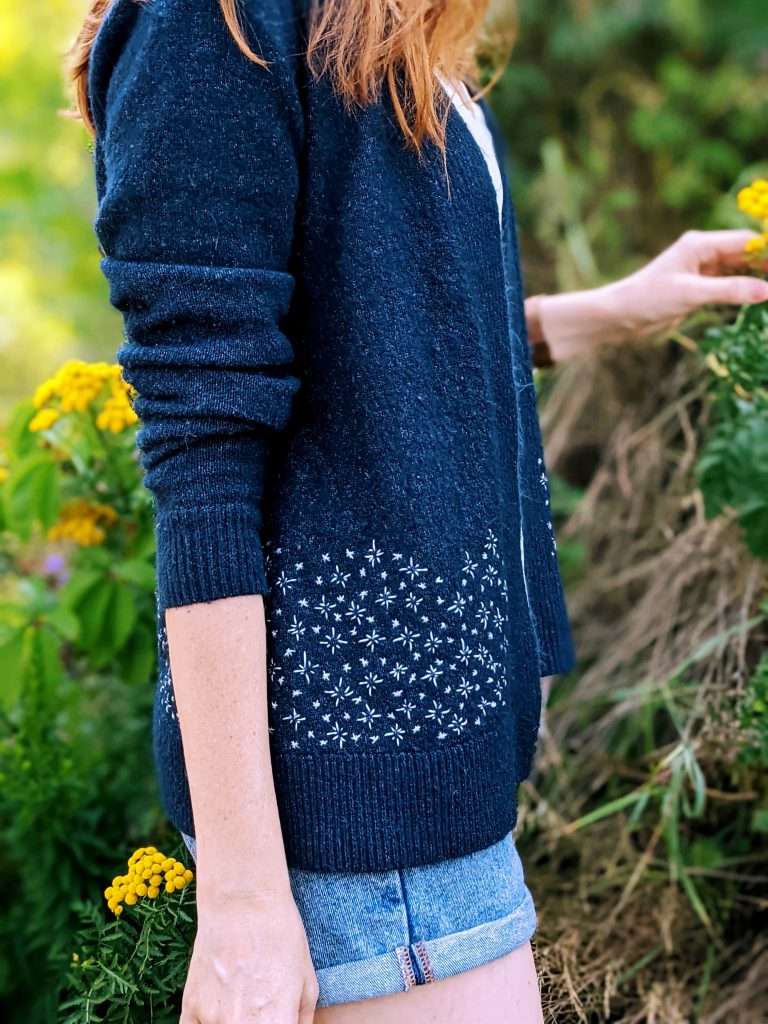 DIY Embroidery on a Cardigan | knittedbliss.com