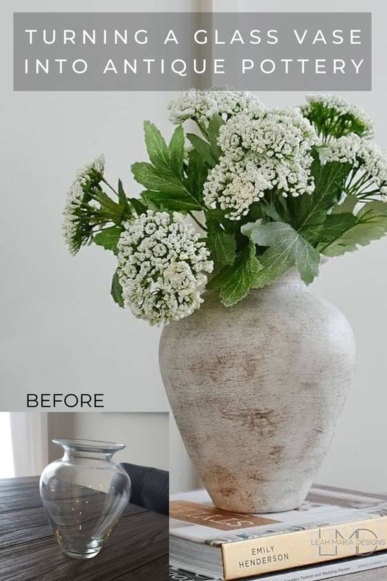 Turn cheap glass vases into faux pottery