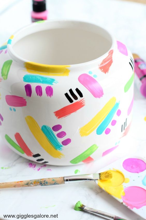 DIY colorful plant pot