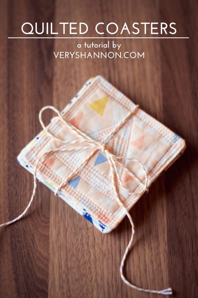 Handmade square fabric coasters made from quilt scraps